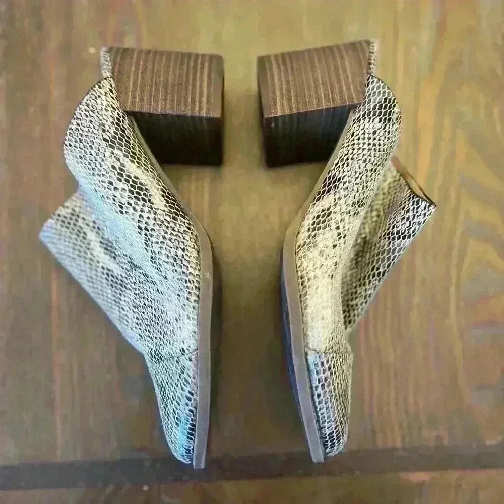 LC Lauren Conrad Slip on Vegan Snakeskin Western Mules Block Heel